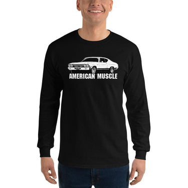 Man modeling a 1968 Chevelle Long Sleeve Shirt in Black